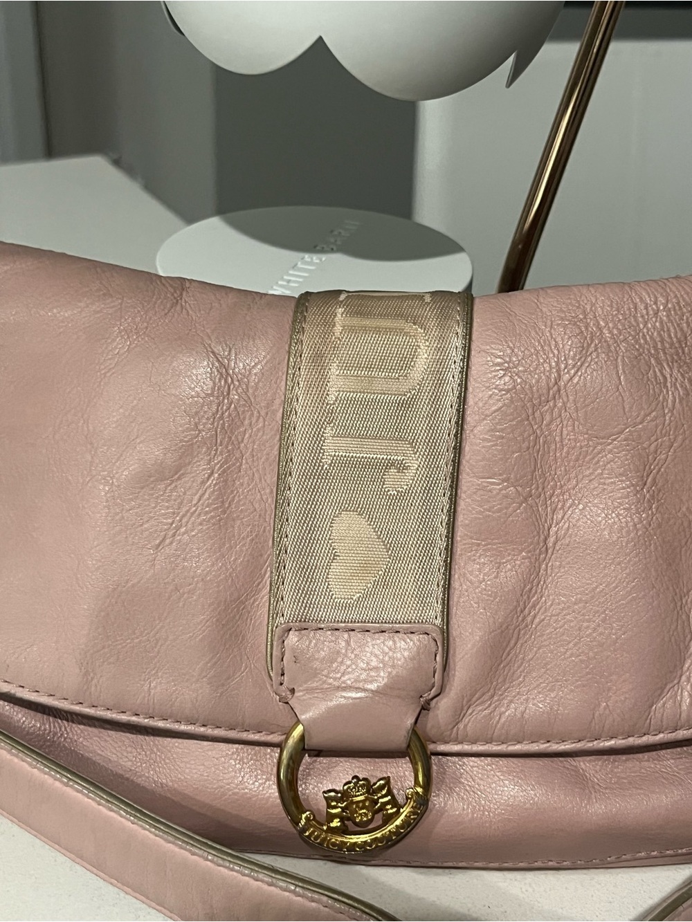Juicy Couture Pink Leather Shoulder Bag with Heart Patch